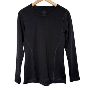 Woolx Black Riley Merino Wool Long Sleeve Top Small NWOT